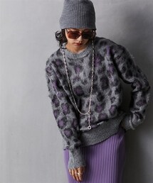 GEVS. | 大きいサイズレオパードジャガードニットプルオーバーGEVS.(ニット/セーター)