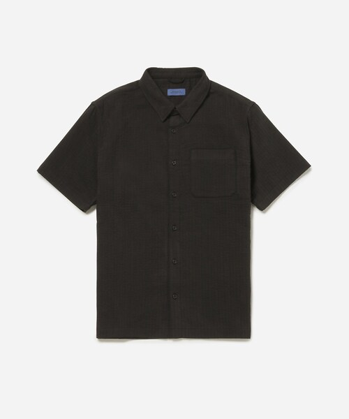 Saturdays NYC（サタデーズ ニューヨークシティ ）の「Bruce Double Layer Crinkle Short Sleeve Shirt（シャツ/ブラウス・メンズ・ブラック/オフホワイト・L/M/S/XL/XS）」の6枚目の写真