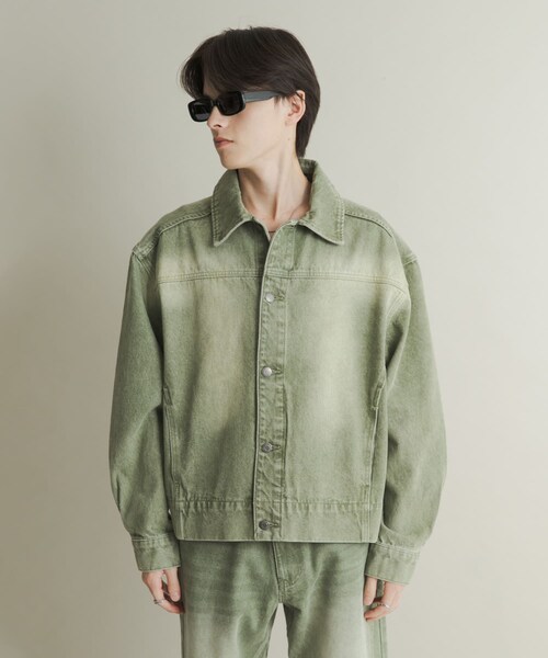 SENSE OF PLACE by URBAN RESEARCH（センスオブプレイスバイアーバンリサーチ）の「ツイストデニムブルゾン（デニムジャケット・メンズ・GREEN/L.INDIGO・M/L）」の14枚目の写真