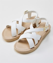 nissen | 【ゆったり幅広】曲がるクッションソールクロスベルトサンダル（ワイズ４Ｅ）(サンダル)