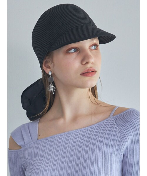 MERCURYDUO（マーキュリーデュオ）の「ビッグリボンペーパーキャップ（キャップ・レディース・アイボリー/ブラック・F）」の13枚目の写真