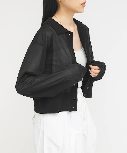 KBF(ケイビーエフ)の「シアーシャツカーディガン(シャツ/ブラウス・レディース・BLACK/BROWN・One)」の1枚目の写真