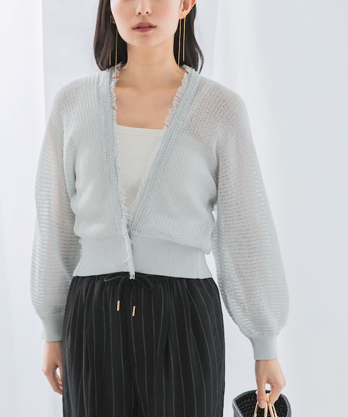 URBAN RESEARCH ROSSO（アーバンリサーチロッソ）の「柄編みフリンジカーディガン（カーディガン/ボレロ・レディース・navy/off/aqua・FREE）」の3枚目の写真