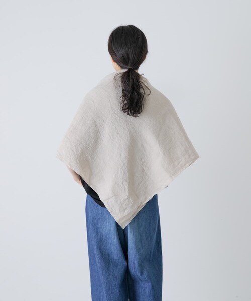 かぐれ（カグレ）の「ウォッシュリネンスクエアストール（ストール/ショール・レディース・NATURAL/NAVY/PINK・Free）」の7枚目の写真