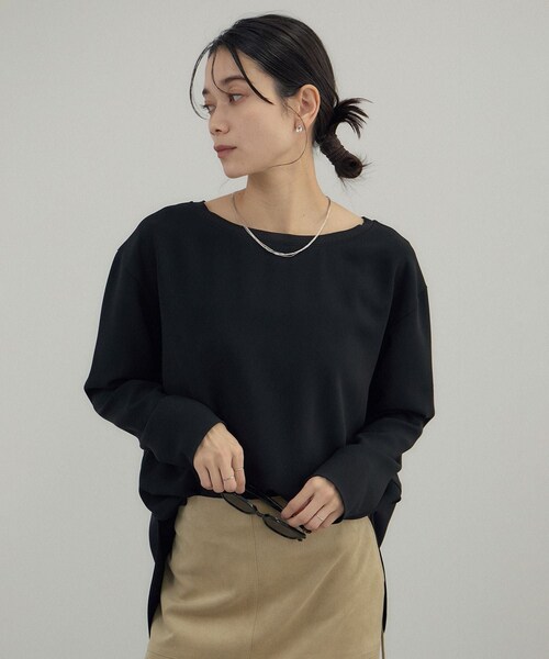 ADAM ET ROPE'(アダムエロペ)の「トリアセボートリブブラウス / セットアップ対応(シャツ/ブラウス・レディース・ブラック/オフホワイト・F)」の11枚目の写真