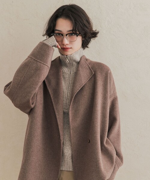 URBAN RESEARCH DOORS(アーバンリサーチドアーズ)の「ウールリバーミドルガウンコート(テーラードジャケット・レディース・杢BROWN/杢L.GREGE/CHECK・Free)」の10枚目の写真