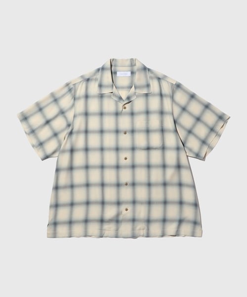 ADAM ET ROPE'（アダムエロペ）の「レーヨンオンブレチェックハーフスリーブオープンカラーシャツ（シャツ/ブラウス・メンズ・ブラック系/オフホワイト・L/M）」の2枚目の写真