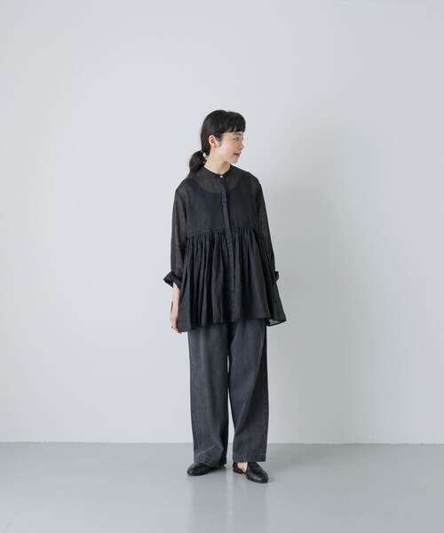 かぐれ（カグレ）の「ラミーギャザーブラウス（シャツ/ブラウス・レディース・BLACK/L.BEIGE・Free）」の6枚目の写真