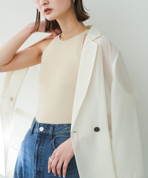 SENSE OF PLACE by URBAN RESEARCH（センスオブプレイスバイアーバンリサーチ）の「カップツキアメスリニットタンクトップ（タンクトップ・レディース・BRICK/IVORY/BLACK・One/one）」の6枚目の写真