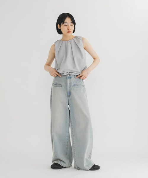 KBF(ケイビーエフ)の「WIDEレッグアジャストデニム(デニムパンツ・レディース・BLUE/L.BLUE・36/38/34)」の9枚目の写真
