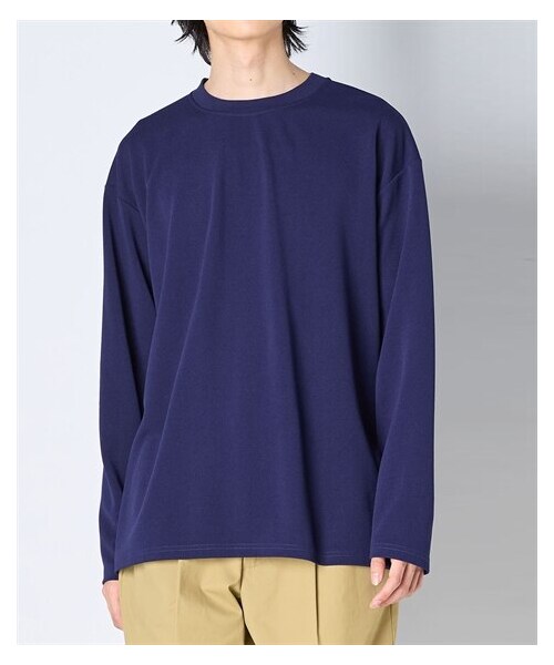 nissen（ニッセン）の「オーバーサイズ梨地カットジャガード長袖Tシャツ【大きいサイズ有】　吸汗速乾・UVカット（Tシャツ/カットソー・メンズ・モカ/黒/ダークオレンジ/ネイビー・M/L/LL/3L/4L/5L/6L/8L/10L）」の22枚目の写真