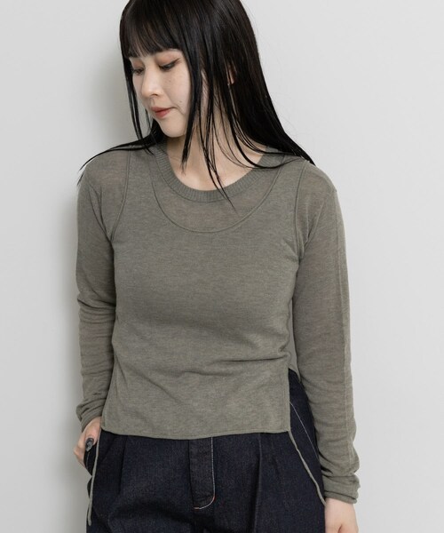 THE GOODLAND MARKET（ザグッドランドマーケット）の「cwtch　LAYERED KNIT TOPS（カーディガン/ボレロ・レディース・NAVY/RED/SAGE/B.GRAY/KHAKI・Free）」の19枚目の写真