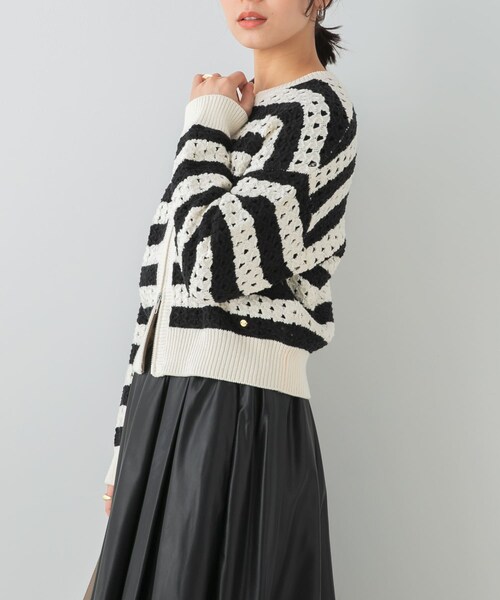 URBAN RESEARCH ROSSO（アーバンリサーチロッソ）の「F by ROSSO　柄編みZIPカーディガン（カーディガン/ボレロ・レディース・OFF×BLK/RED/NAVY・FREE）」の22枚目の写真