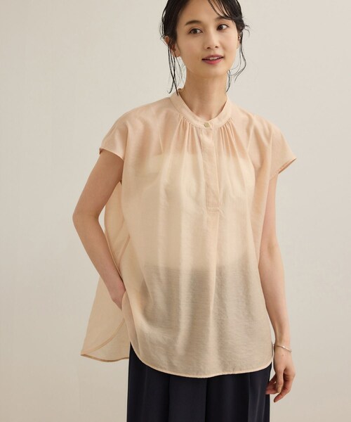 ROPE'（ロペ）の「【洗える】キュプラシルク フレンチスリーブブラウス（シャツ/ブラウス・レディース・ホワイト/ベージュ/ネイビー/ピンク系・F）」の8枚目の写真