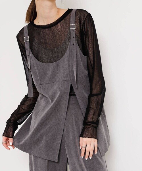 SENSE OF PLACE by URBAN RESEARCH（センスオブプレイスバイアーバンリサーチ）の「スリットキャミソールトップ（その他トップス・レディース・GRAY/BLACK/BEIGE・one）」の19枚目の写真
