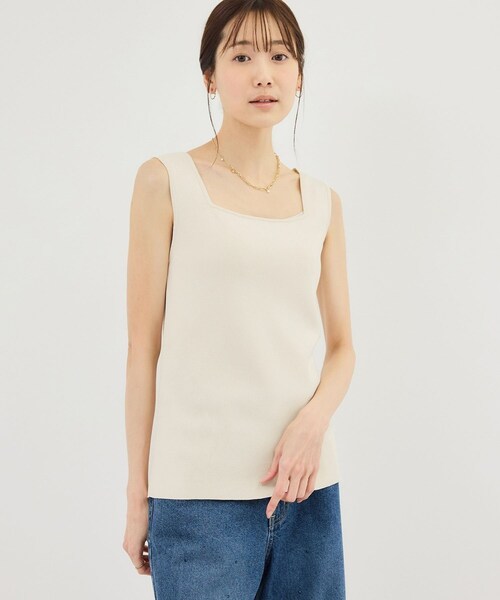 ROPE' PICNIC（ロペピクニック）の「スクエアネックニットタンクトップ（タンクトップ・レディース・ブラック/キナリ/ダークブラウン/クリーム・F）」の18枚目の写真