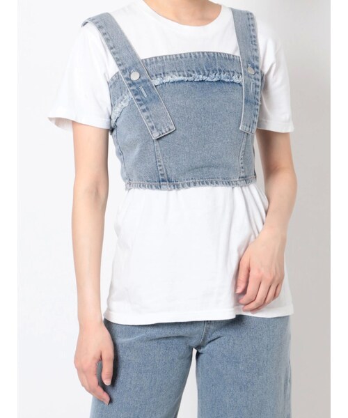EMODA（エモダ）の「COMPACT DENIM BUSTIER（Tシャツ/カットソー・レディース・ブルー/インディゴ/ベージュ・M/S）」の16枚目の写真