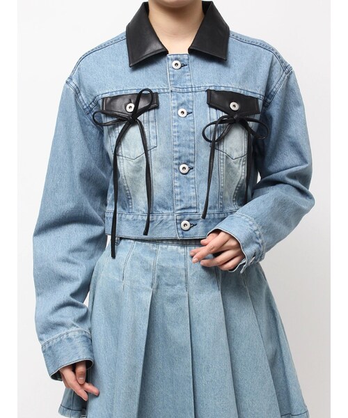 CALNAMUR（カルナムール）の「フェイクレザースウィッチングデニムジャケット（デニムジャケット・レディース・ブラック/ブルー・F）」の9枚目の写真