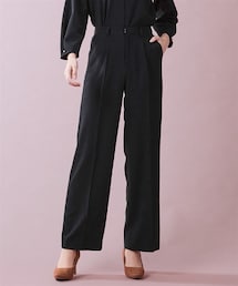 7days Life Styling | 【レディーススーツ】セットアップ対応ワイドストレートパンツ（上下別売・すごく伸びる多機能変り織リスピィシリーズ)(スーツパンツ)