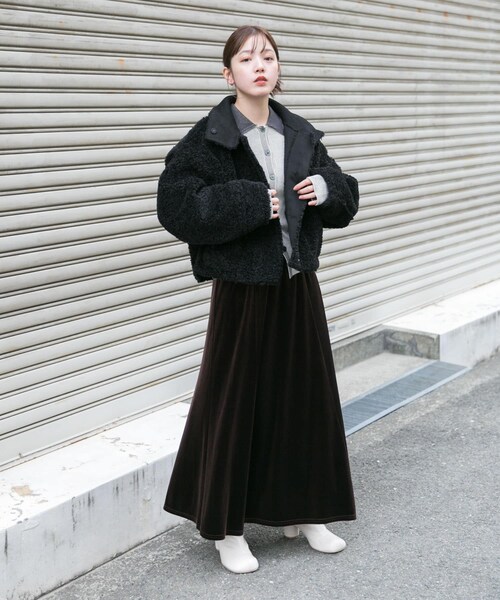 KBF（ケイビーエフ）の「セミフレアベロアスカート（スカート・レディース・D.BROWN/BEIGE/BLACK・one）」の20枚目の写真