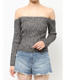 EVRIS | メランジタイトオフショルダーニットトップス(ニット/セーター)