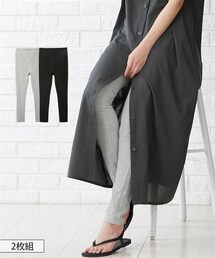 nissen | 【産前・産後】綿混１０分丈マタニティレギンス２枚組（ウエスト調節可）(マタニティウェア/グッズ)