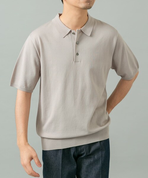 URBAN RESEARCH ROSSO（アーバンリサーチロッソ）の「『WEB限定』シルク混サマーニットポロシャツ（ポロシャツ・メンズ・GREIGE/BLUE GRAY/BROWN・M/L）」の8枚目の写真