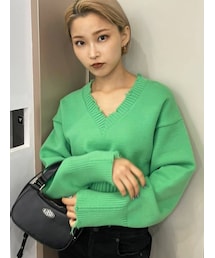 EMODA | ヘムクラッシュVネックニット(ニット/セーター)