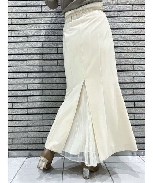 MERCURYDUO（マーキュリーデュオ）の「チュールドッキングウールツイルマーメイドスカート（スカート・レディース・アイボリー/ミックス/チャコールグレー・M/S）」の15枚目の写真
