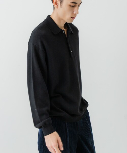 URBAN RESEARCH（アーバンリサーチ）の「CASH FEEL W/MID ニットポロ（ニット/セーター・メンズ・BLACK/CHARCOAL/BROWN・M/L）」の8枚目の写真