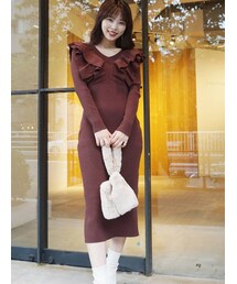 MERCURYDUO | オフショル2WAYラッフルニットワンピース(ワンピース)