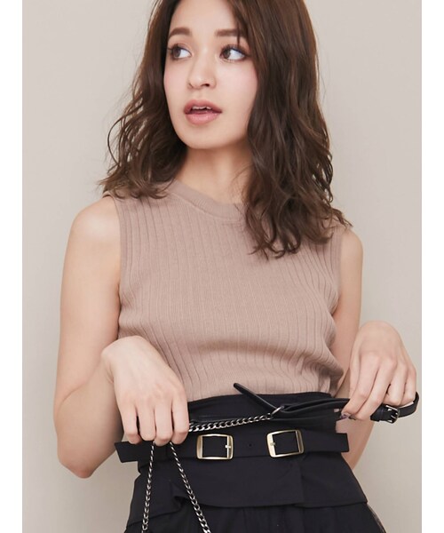 RESEXXY（リゼクシー）の「ハイネックニットトップス（タンクトップ・レディース・ブラック/イエロー/ベージュ/ミックス・F）」の2枚目の写真