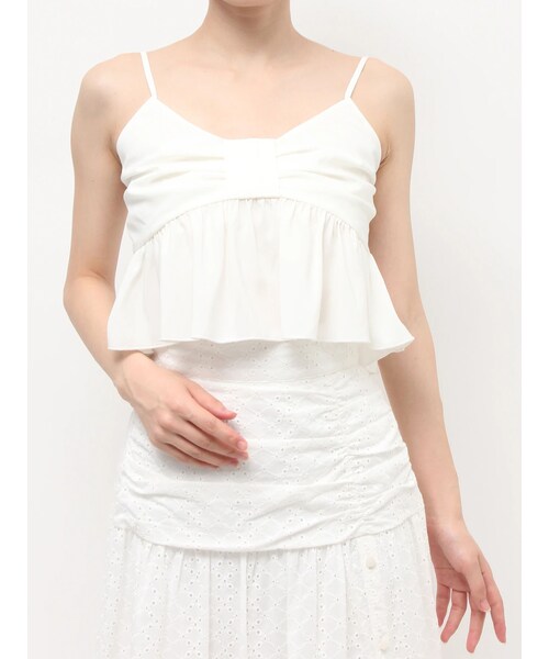 RESEXXY（リゼクシー）の「リボンペプラムキャミ 【セットアップ着用可能】（キャミソール・レディース・ホワイト/ピンク/ブルー・F）」の2枚目の写真