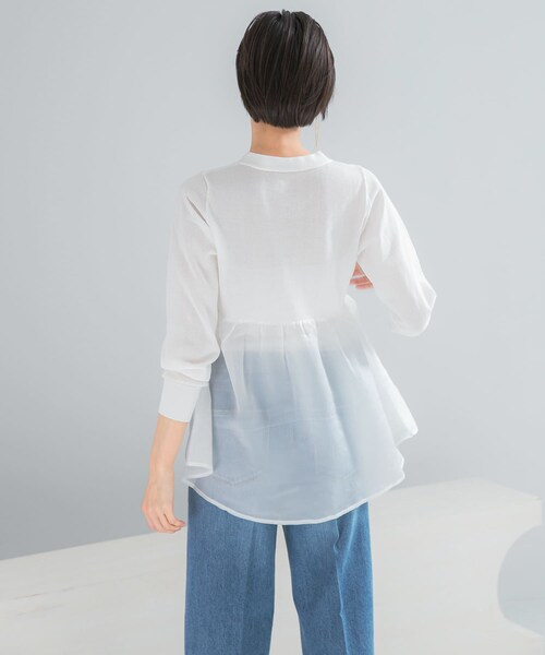 URBAN RESEARCH ROSSO（アーバンリサーチロッソ）の「『WEB限定』ドッキングペプラムカーディガン（ニット/セーター・レディース・SAX/BLACK/MUSCAT/WHITE・Free）」の8枚目の写真