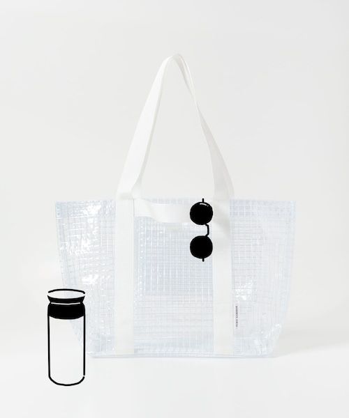 EKAL(エカル)の「TINY GARDEN PRODUCTS マルチユースクリアバッグ M(トートバッグ・レディース・WHITE/NEONYELLOW・M)」の1枚目の写真