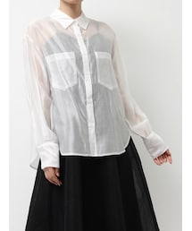 バックタックスタンドカラーシャツ