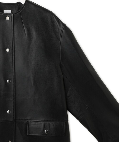 ADAM ET ROPE'(アダムエロペ)の「【IHNN(イン)】 別注Collarless Leather Jacket(ノーカラージャケット・レディース・ブラック・36/38)」の16枚目の写真