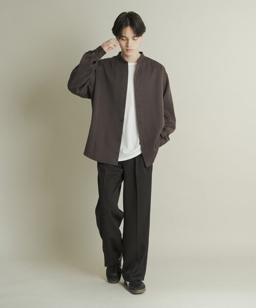 SENSE OF PLACE by URBAN RESEARCH(センスオブプレイスバイアーバンリサーチ)の「ウールライクダブルタックワイドパンツ(その他パンツ・メンズ・BLACK/CHARCOAL/GREIGE/D.NAVY・S/M/L)」の11枚目の写真