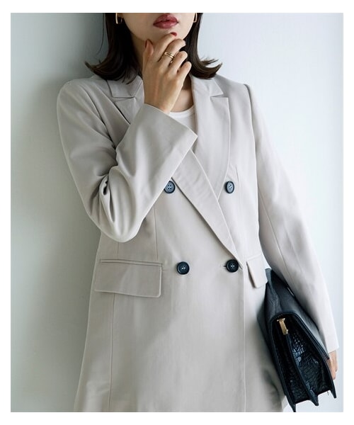 nissen（ニッセン）の「【sail】テーラードジャケット　（セットアップ対応）小さいサイズ（テーラードジャケット・レディース・ベージュ/ネイビー・PSS/PS）」の2枚目の写真