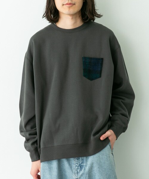 URBAN RESEARCH Sonny Label（アーバンリサーチサニーレーベル）の「HARRIS TWEEDポケットスウェットプルオーバー（スウェット・メンズ・オフ/チャコール/ブラック/ブラウン・M/L）」の18枚目の写真