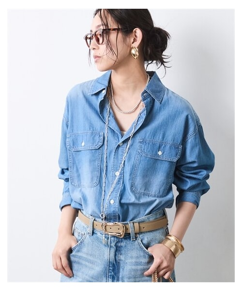 nissen（ニッセン）の「綿100％エアリーライト デニムシャツ＜大きいサイズ有＞シックスタイル（シャツ/ブラウス・レディース・ブルー系デニム/ネイビー系デニム・6L/8L/10L）」の3枚目の写真