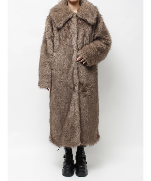 EVRIS（エヴリス）の「フェイクファーロングコート（その他アウター・レディース・ベージュ/モカ・F）」の4枚目の写真