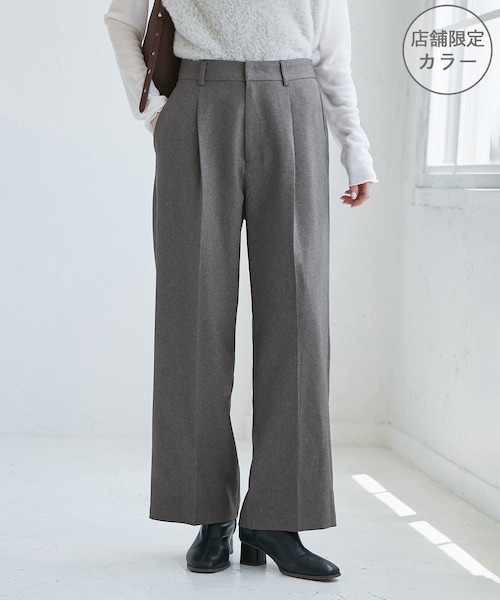 ROPE' PICNIC(ロペピクニック)の「レディハンサムシリーズ ウールライクウエストタックセミワイドパンツ/セットアップ対応(スラックス・レディース・ブラック系/グレー/ライトグレー/ベージュ系/ネイビー・L/M/S)」の8枚目の写真