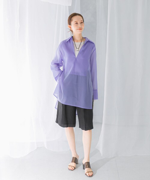 URBAN RESEARCH ROSSO（アーバンリサーチロッソ）の「シアースキッパーロングシャツ（シャツ/ブラウス・レディース・ivory/blue・FREE）」の16枚目の写真