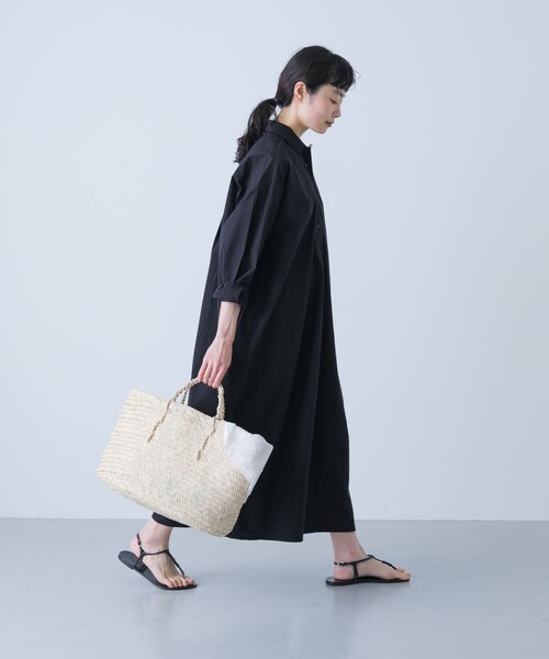 かぐれ（カグレ）の「『2サイズ展開』コットンシルクシャツワンピース（ワンピース・レディース・BEIGE/BLACK/PINK・0/1）」の4枚目の写真