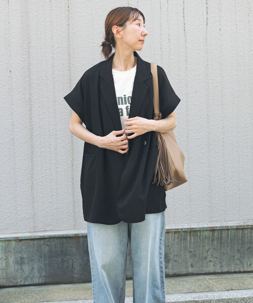 ITEMS URBANRESEARCH（アイテムズ アーバンリサーチ）の「リネンライクジレ（ベスト・レディース・BLK/BEG・FREE）」の7枚目の写真