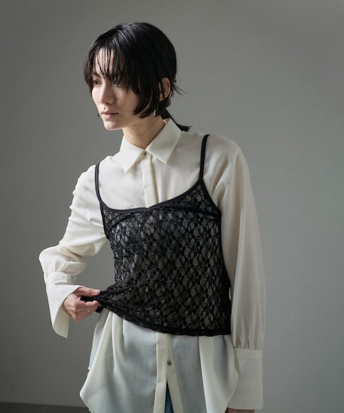 ADAM ET ROPE'(アダムエロペ)の「【SIMONE WILD(シモーネ ワイルド)】Slip Top(キャミソール・レディース・ブラック/オフホワイト・M)」の5枚目の写真