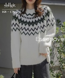 nissen（ニッセン）の「高身長　ノルディック柄クルーネックニットプルオーバー（トールサイズ）Essenave（ニット/セーター・レディース）」