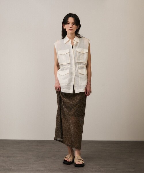 ADAM ET ROPE'（アダムエロペ）の「シアーラメスカート［ストレッチ］（スカート・レディース・ゴールド/シルバー・F）」の15枚目の写真