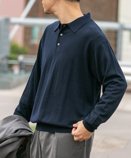 URBAN RESEARCH ROSSO（アーバンリサーチロッソ）の「イタリア糸メリノウールニットポロシャツ（ニット/セーター・メンズ・GREIGE/GRAY/DARK BROWN/NAVY/BLACK・M/L）」の5枚目の写真